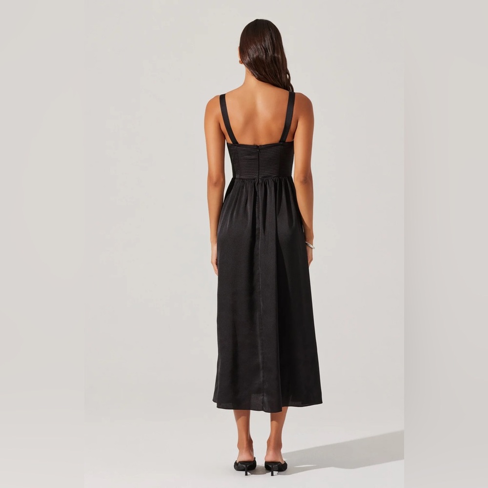 ASTR the Label Pleated Bustier Midi Dress Black size Large - Picture 4 of 8
